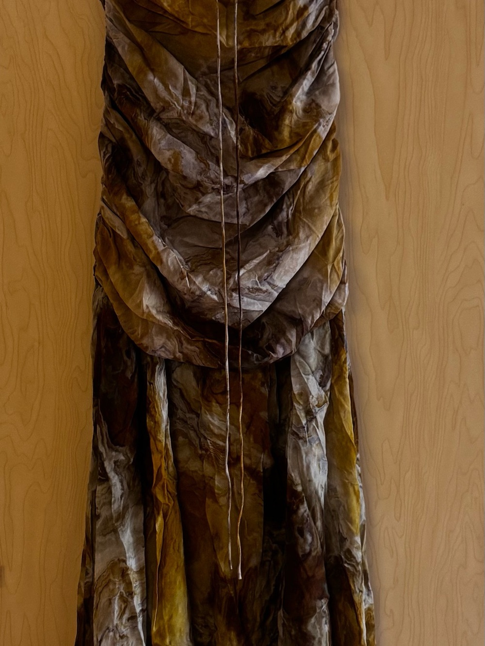 Zara Olive and Brown Ruched Maxi Dress